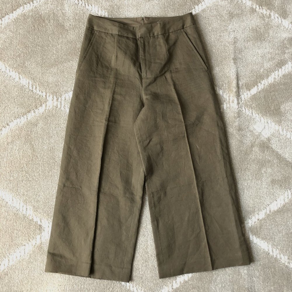 Cropped Wide Leg Pants with Pleat